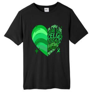 Celiac Disease In May We Wear Green Warrior Supporter Heart Gift Tall Fusion ChromaSoft Performance T-Shirt