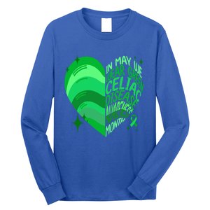 Celiac Disease In May We Wear Green Warrior Supporter Heart Gift Long Sleeve Shirt