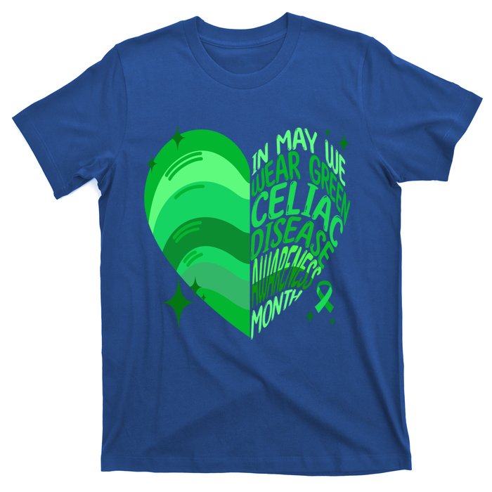 Celiac Disease In May We Wear Green Warrior Supporter Heart Gift T-Shirt