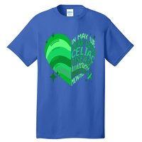 Celiac Disease In May We Wear Green Warrior Supporter Heart Gift Tall T-Shirt