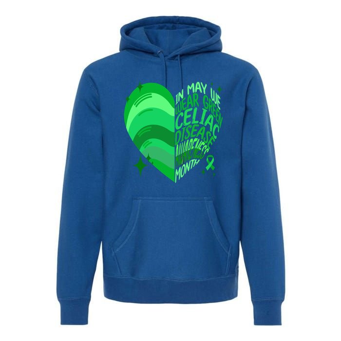 Celiac Disease In May We Wear Green Warrior Supporter Heart Gift Premium Hoodie