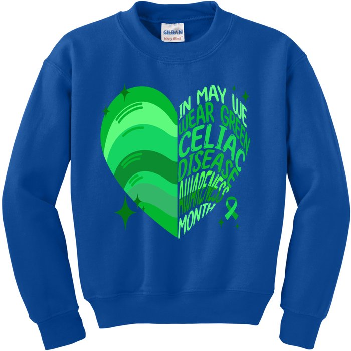 Celiac Disease In May We Wear Green Warrior Supporter Heart Gift Kids Sweatshirt