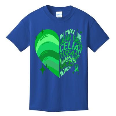 Celiac Disease In May We Wear Green Warrior Supporter Heart Gift Kids T-Shirt