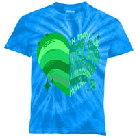 Celiac Disease In May We Wear Green Warrior Supporter Heart Gift Kids Tie-Dye T-Shirt