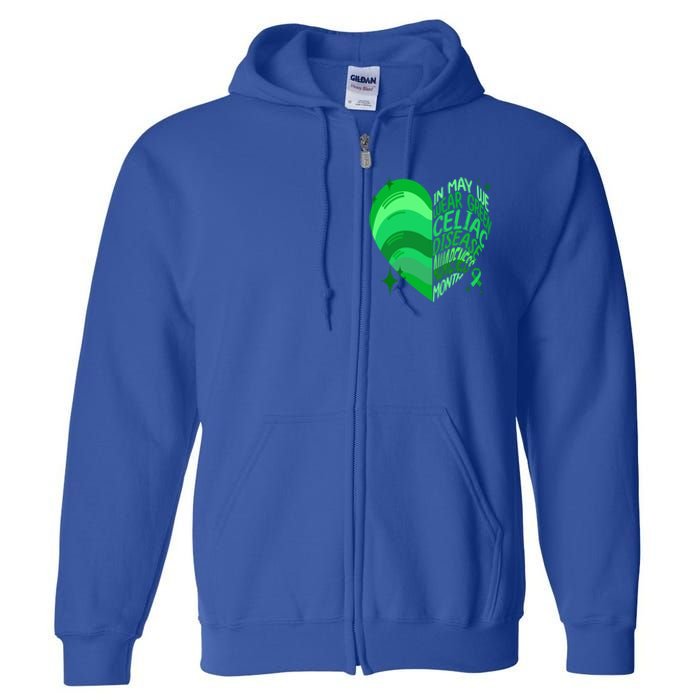 Celiac Disease In May We Wear Green Warrior Supporter Heart Gift Full Zip Hoodie