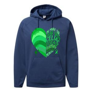 Celiac Disease In May We Wear Green Warrior Supporter Heart Gift Performance Fleece Hoodie