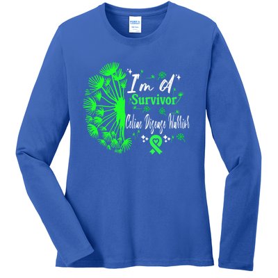 Celiac Disease IM A Survivor Green Ribbon Warrior Fighter Gift Ladies Long Sleeve Shirt