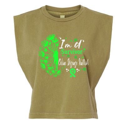 Celiac Disease IM A Survivor Green Ribbon Warrior Fighter Gift Garment-Dyed Women's Muscle Tee