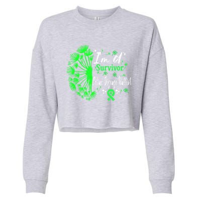 Celiac Disease IM A Survivor Green Ribbon Warrior Fighter Gift Cropped Pullover Crew