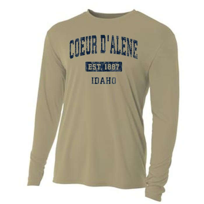 Coeur DAlene Idaho Id Vintage Established Cooling Performance Long Sleeve Crew