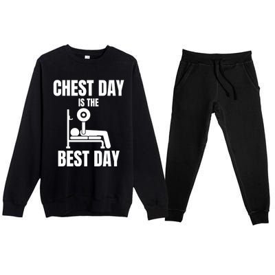 Chest Day Is The Best Day Bench Press Gym Rat Workout Lover Gift Premium Crewneck Sweatsuit Set