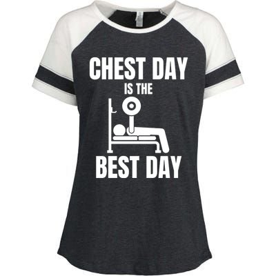 Chest Day Is The Best Day Bench Press Gym Rat Workout Lover Gift Enza Ladies Jersey Colorblock Tee