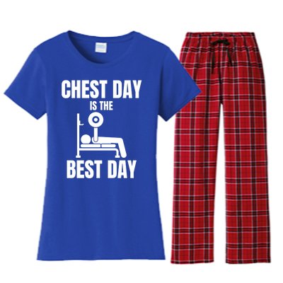 Chest Day Is The Best Day Bench Press Gym Rat Workout Lover Gift Women's Flannel Pajama Set