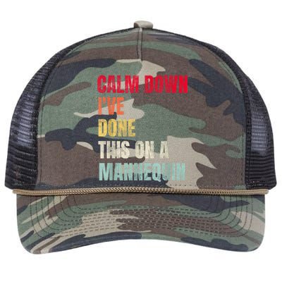 Calm Down I've Done This On A Mannequin Funny Vintage Retro Rope Trucker Hat Cap