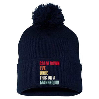 Calm Down I've Done This On A Mannequin Funny Vintage Pom Pom 12in Knit Beanie