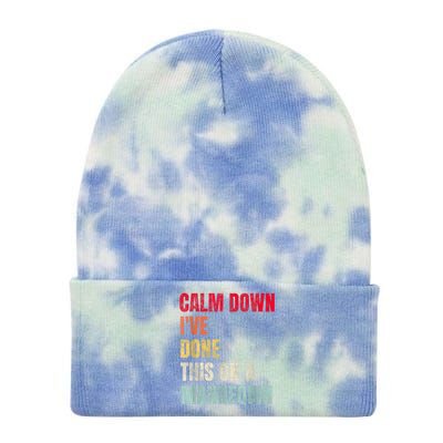 Calm Down I've Done This On A Mannequin Funny Vintage Tie Dye 12in Knit Beanie