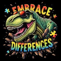 Cool Dinosaur Inclusion Puzzle Trex Embrace Differences 7-Panel Snapback Hat
