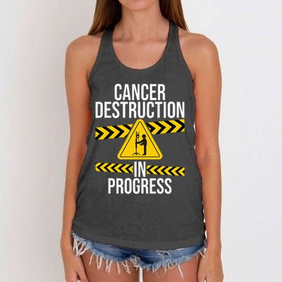 Cancer Destruction in Progress Cancer Survivor Fighter Women's Knotted Racerback Tank