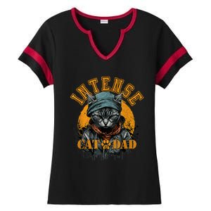 CAT DAD INSTENSE Cats And Kittens Design Ladies Halftime Notch Neck Tee