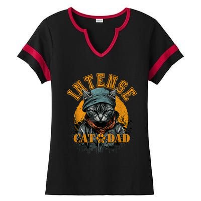 CAT DAD INSTENSE Cats And Kittens Design Ladies Halftime Notch Neck Tee