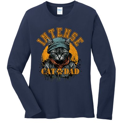 CAT DAD INSTENSE Cats And Kittens Design Ladies Long Sleeve Shirt