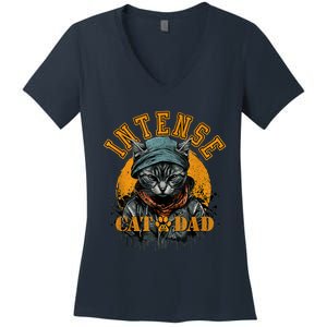 CAT DAD INSTENSE Cats And Kittens Design Women's V-Neck T-Shirt