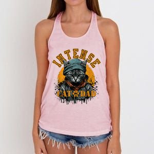 CAT DAD INSTENSE Cats And Kittens Design Women's Knotted Racerback Tank