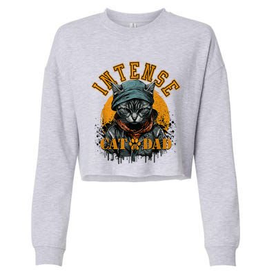 CAT DAD INSTENSE Cats And Kittens Design Cropped Pullover Crew