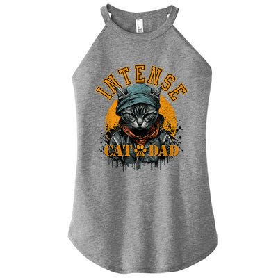 CAT DAD INSTENSE Cats And Kittens Design Women's Perfect Tri Rocker Tank