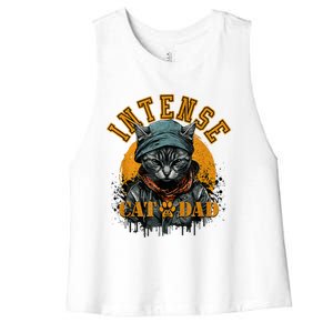 CAT DAD INSTENSE Cats And Kittens Design Women's Racerback Cropped Tank