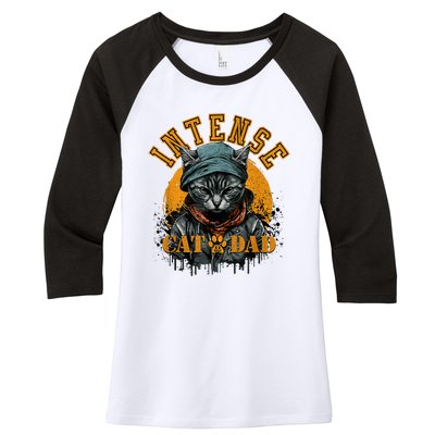 CAT DAD INSTENSE Cats And Kittens Design Women's Tri-Blend 3/4-Sleeve Raglan Shirt