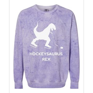 Cute Dinosaur Ice Hockey Trex Funny Ice Hockey Colorblast Crewneck Sweatshirt