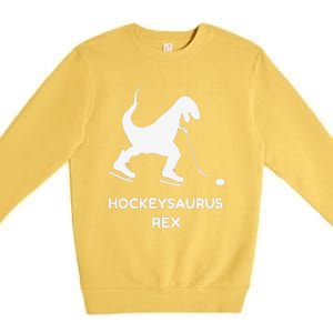 Cute Dinosaur Ice Hockey Trex Funny Ice Hockey Premium Crewneck Sweatshirt