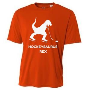 Cute Dinosaur Ice Hockey Trex Funny Ice Hockey Cooling Performance Crew T-Shirt