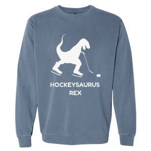 Cute Dinosaur Ice Hockey Trex Funny Ice Hockey Garment-Dyed Sweatshirt