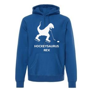 Cute Dinosaur Ice Hockey Trex Funny Ice Hockey Premium Hoodie