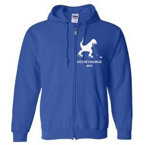 Cute Dinosaur Ice Hockey Trex Funny Ice Hockey Full Zip Hoodie