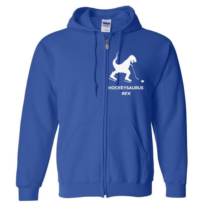 Cute Dinosaur Ice Hockey Trex Funny Ice Hockey Full Zip Hoodie