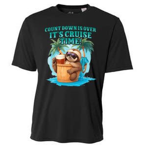 Count Down Is Over ItS Cruise Time Funny Sloth Vacation Cooling Performance Crew T-Shirt