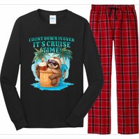 Count Down Is Over ItS Cruise Time Funny Sloth Vacation Long Sleeve Pajama Set