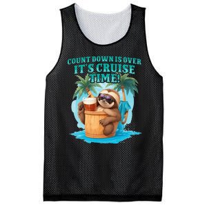 Count Down Is Over ItS Cruise Time Funny Sloth Vacation Mesh Reversible Basketball Jersey Tank