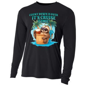 Count Down Is Over ItS Cruise Time Funny Sloth Vacation Cooling Performance Long Sleeve Crew