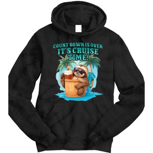 Count Down Is Over ItS Cruise Time Funny Sloth Vacation Tie Dye Hoodie