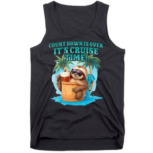 Count Down Is Over ItS Cruise Time Funny Sloth Vacation Tank Top