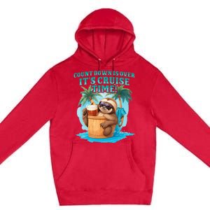 Count Down Is Over ItS Cruise Time Funny Sloth Vacation Premium Pullover Hoodie