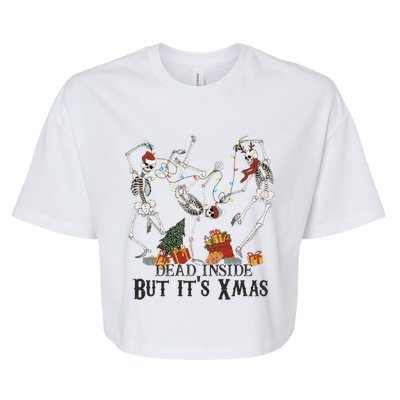 Cool Dead Inside Christmas Funny Santa Xmas Dancing Skeleton Funny Gift Bella+Canvas Jersey Crop Tee