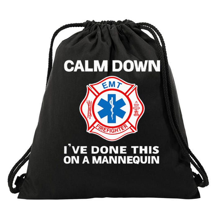 Calm Down Ive Done This On A Mannequin Drawstring Bag