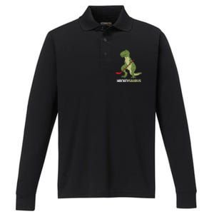 Cute Dinosaur Ice Hockey Dinosaur Hockeysaurus Gift Performance Long Sleeve Polo