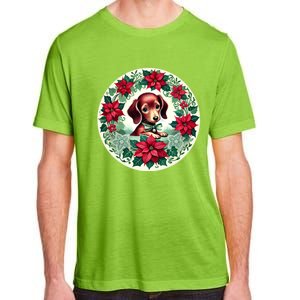 Christmas Dachshund Illustration Festive Doxie Gift Adult ChromaSoft Performance T-Shirt