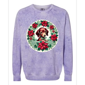 Christmas Dachshund Illustration Festive Doxie Gift Colorblast Crewneck Sweatshirt